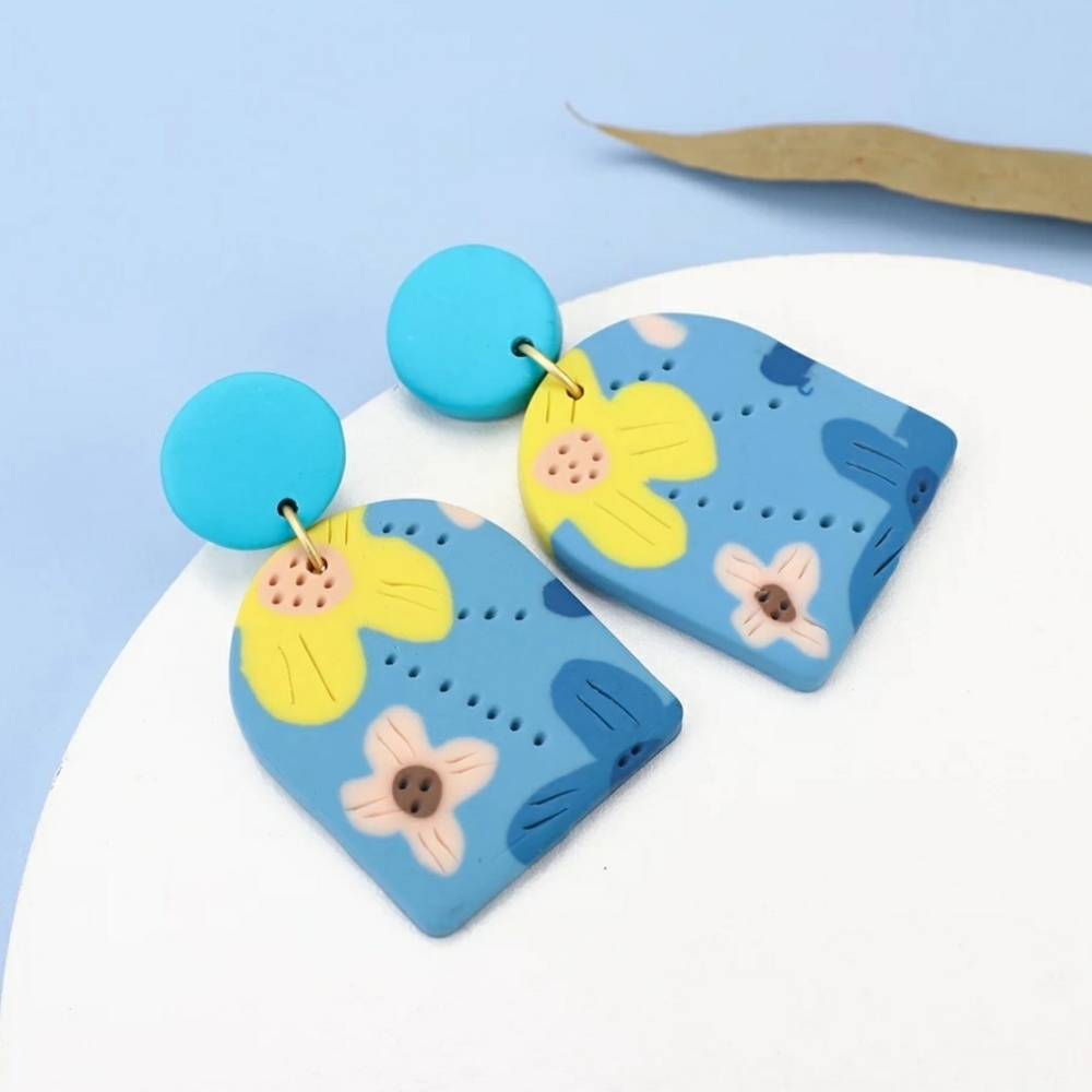 Flowers Clay Drop Earrings